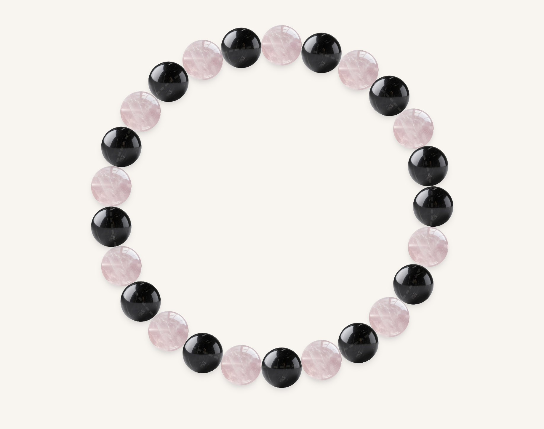 Alternating gemstone bead bracelet with Rose Quartz and Black Tourmaline